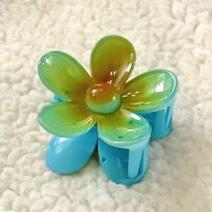 Blue and Green Flower Hair Clip